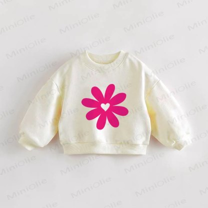 ベビー幼児用フラワーハートスウェットシャツ - クリーム - 3～5歳 - image 1