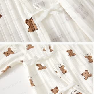  ベビー新生儿ベア/ハート着物ロンパー - image 3