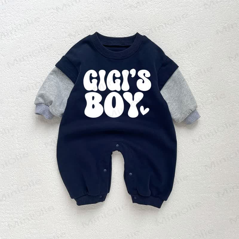 GIGI'S BOYベビー 幼児用 ラブ ダークブルー カラーブロック ロンパース - ダークブルー - 18～24ヶ月 - image 1