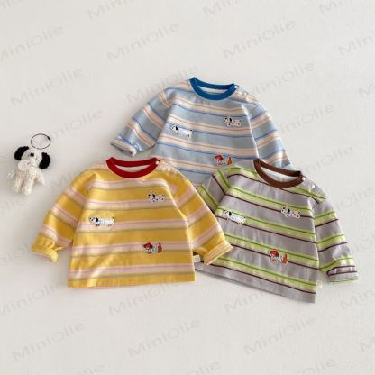 ベビー幼児用子犬ストライプTシャツ - image 1