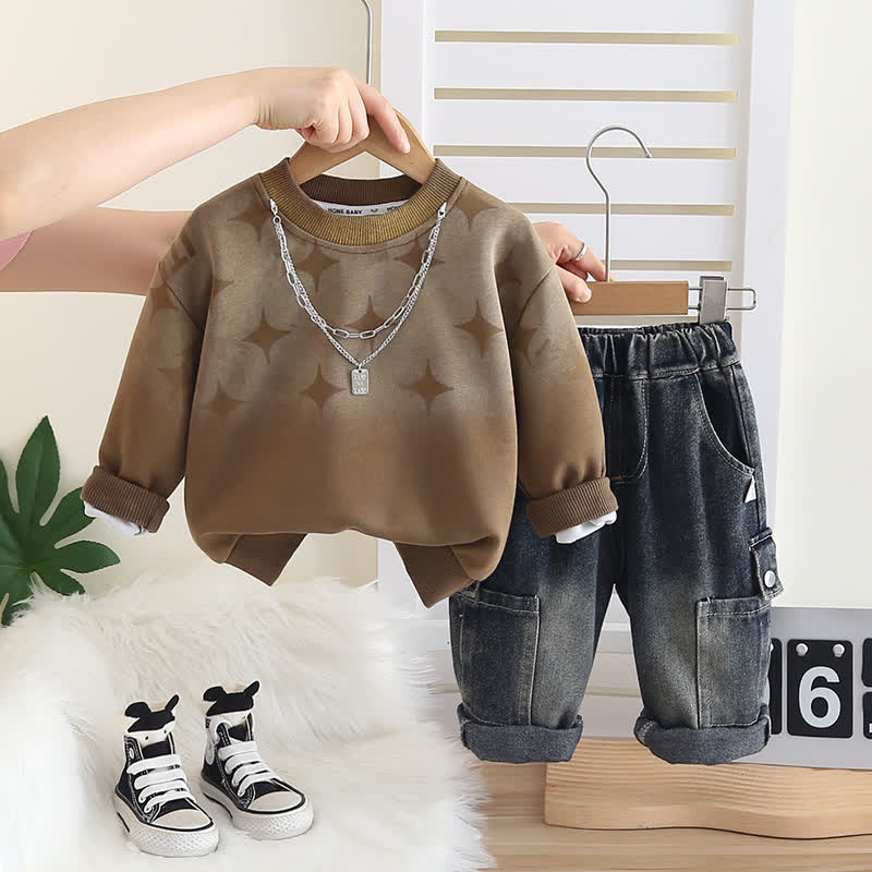 ベビー 幼児 男の子 デニム 2ピースセット - 茶色 - 5～7歳 - image 4