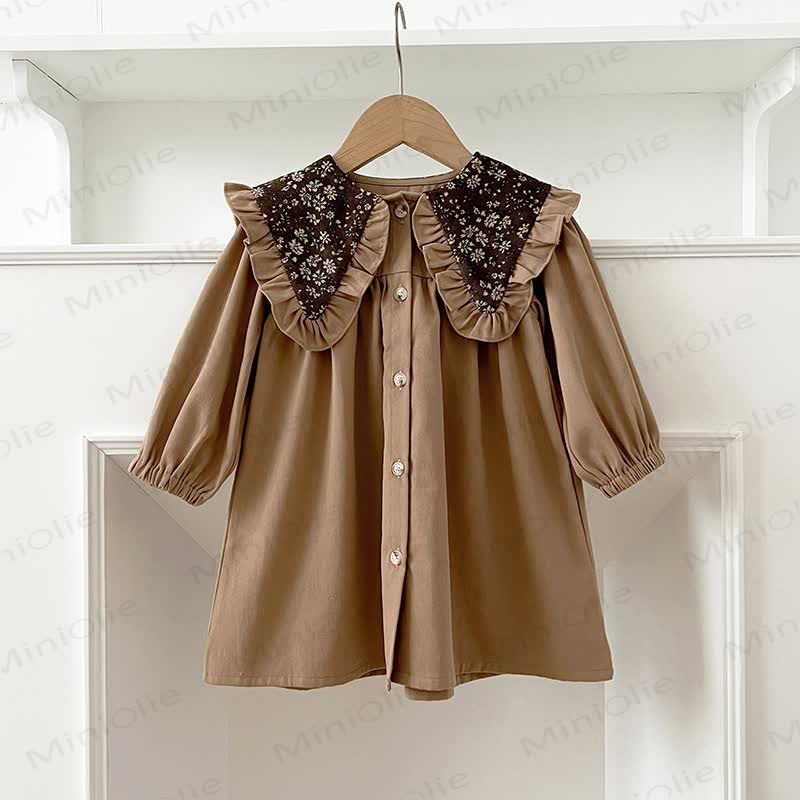 ベビー幼児女の子用花柄Dress - 茶色 - 8歳 - image 1