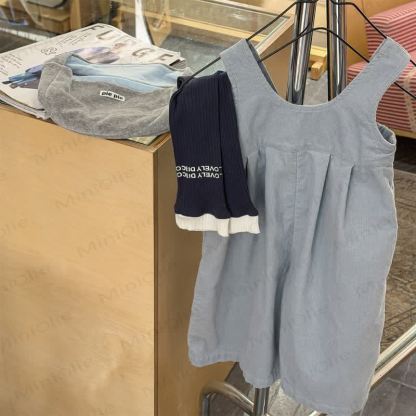 ベビー幼児女の子用無地/ヒョウ柄オーバーオール - 青 - 8歳 - image 3