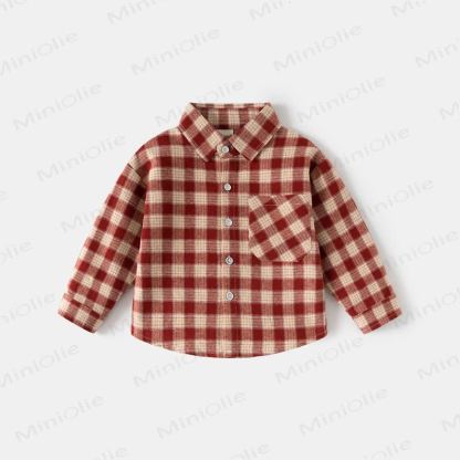 キッズボーイズチェックポケットシャツ - 赤 - 8歳 - image 8