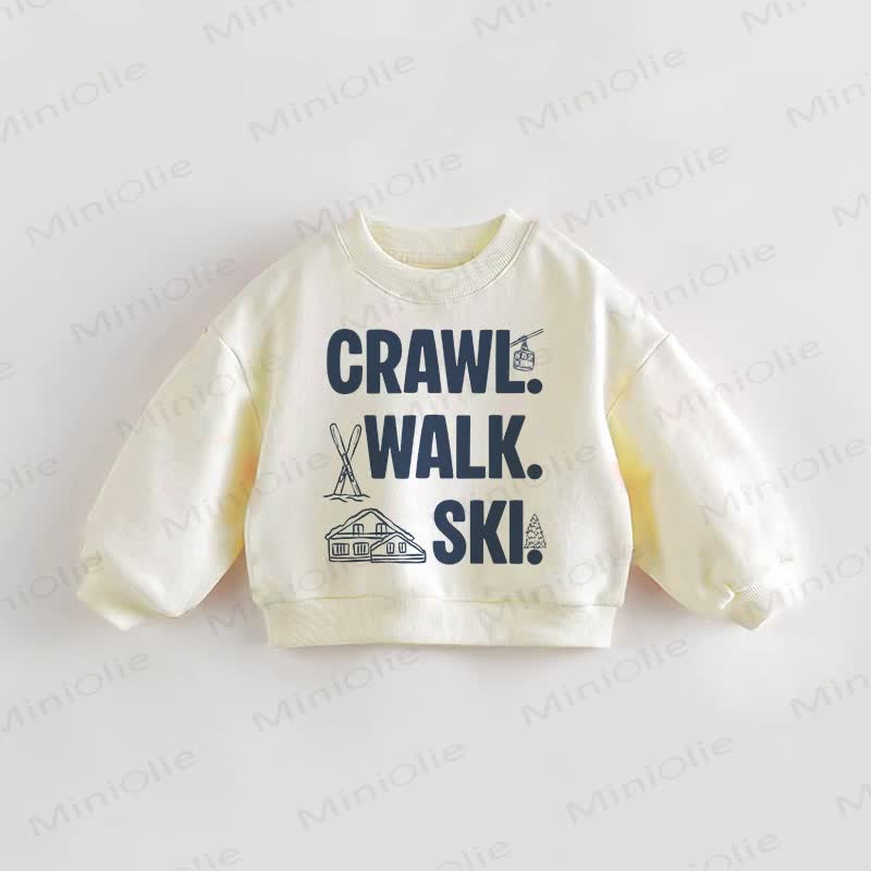 CRAWL. WALK. SKI.ベビー幼児用クリームスウェットシャツ - クリーム - 3～5歳 - image 1