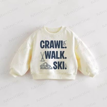 CRAWL. WALK. SKI.ベビー幼児用クリームスウェットシャツ - クリーム - 3～5歳 - image 1