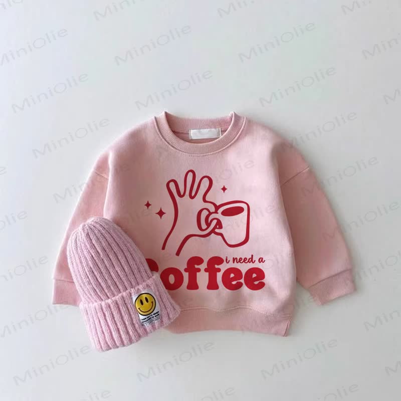 I NEED A COFFEEベビーピンク ガールズ スウェットシャツ - ピンク - 2～3歳 - image 1