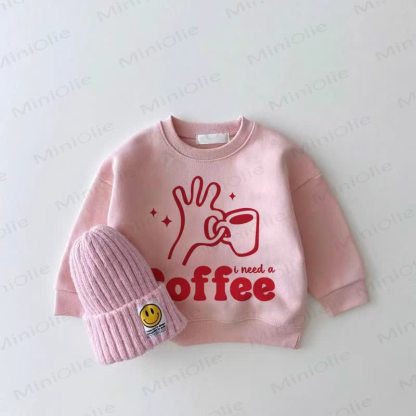 I NEED A COFFEEベビーピンク ガールズ スウェットシャツ - ピンク - 2～3歳 - image 1