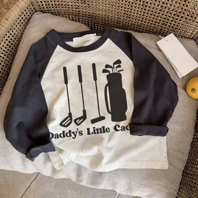 DADDY'S LITTLE CADDIEベビーゴルフ ダークグレー ラグランTシャツ - ドラック・グレイ - 2～3歳 - image 1