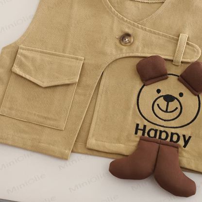 HAPPY幼児 男の子 ストライプ ドッグ 3ピース ニットセット - image 9