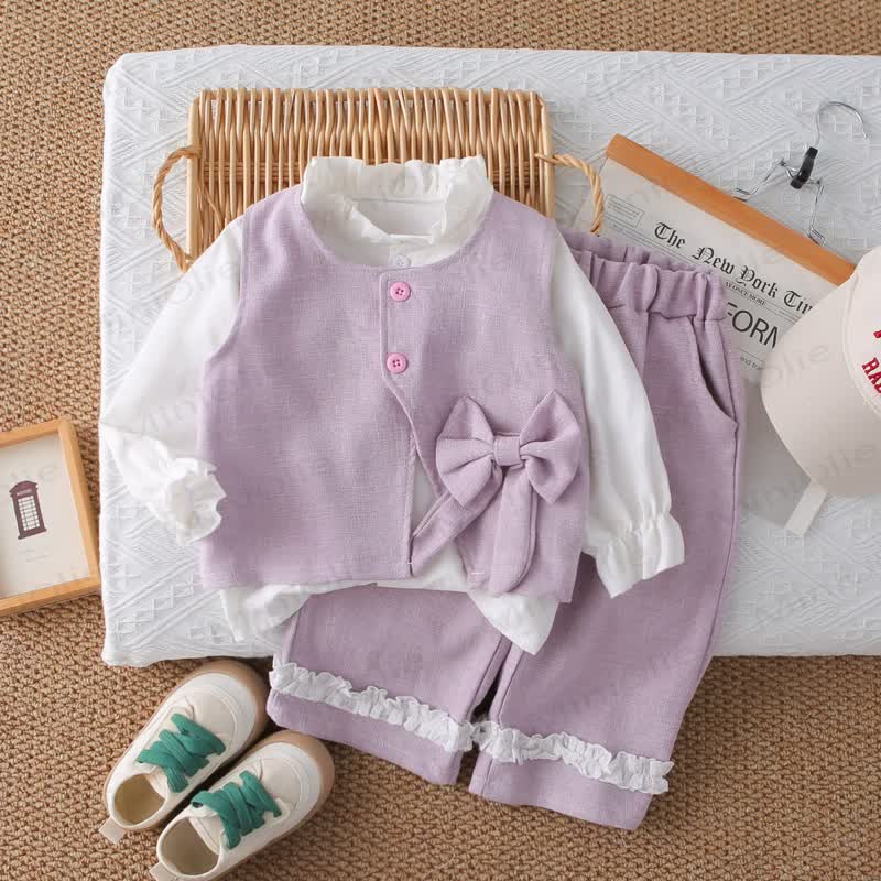 ベビー幼児女の子用無地リボン3点織りセット - 紫 - 5～7歳 - image 8