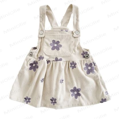 女の子用パープル刺繍花柄ニットDress - image 5
