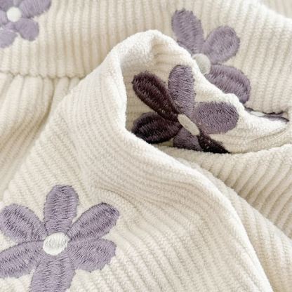 女の子用パープル刺繍花柄ニットDress - image 8