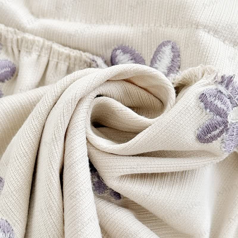 女の子用パープル刺繍花柄ニットDress - image 9