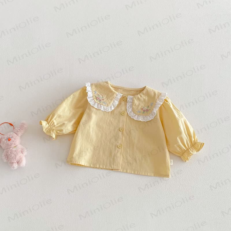 ベビー幼児用花柄刺繍Tシャツ - 黄色 - 5～7歳 - image 6