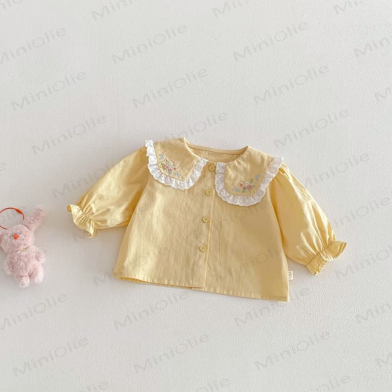 ベビー幼児用花柄刺繍Tシャツ - 黄色 - 5～7歳 - image 6