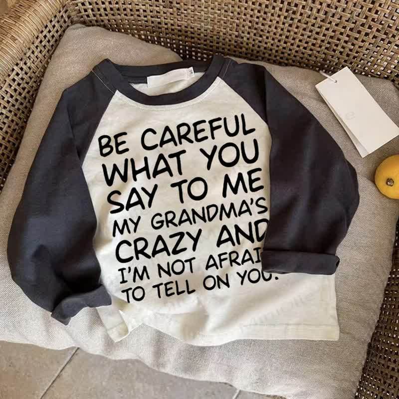 BE CAREFUL WHAT YOU SAY TO MEベビー ダークグレー ラグランTシャツ - ドラック・グレイ - 2～3歳 - image 1
