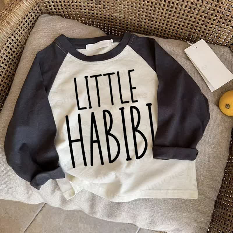 LITTLE HABIBIベビー ダークグレー ラグランTシャツ - ドラック・グレイ - 2～3歳 - image 1