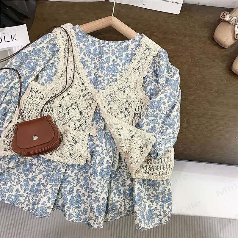 幼児用女の子用フラワーDress - 青 - 10歳 - image 1