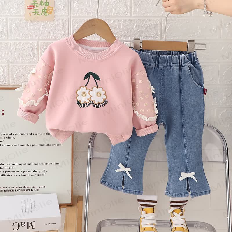 WORLD IS MINE幼児 女の子 フラワー ボウ スマイリー 2点セット - ピンク - 5～7歳 - image 1