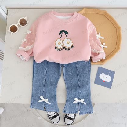 WORLD IS MINE幼児 女の子 フラワー ボウ スマイリー 2点セット - image 2