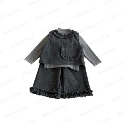 ベビー 幼児 女の子 グレー ドット リボン 3点セット - image 5