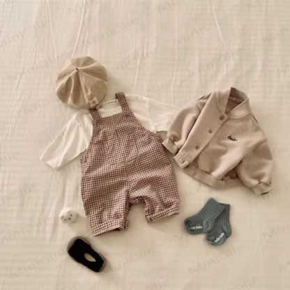 ベビー幼児用無地/チェック柄デニムオーバーオール - チェック柄 - 5-6Y - image 4