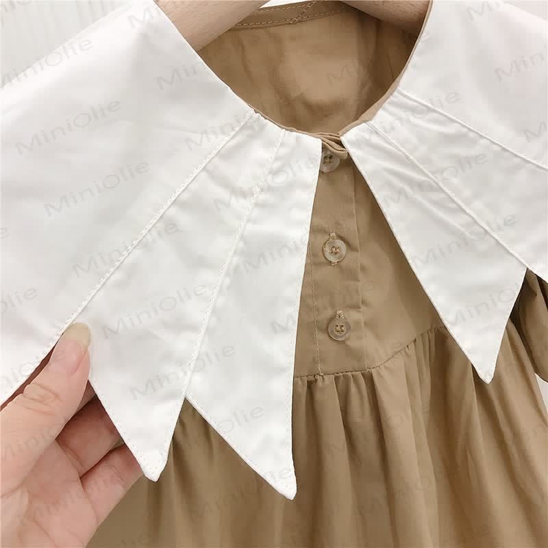 幼児用女の子用ラペル無地Dress - image 5