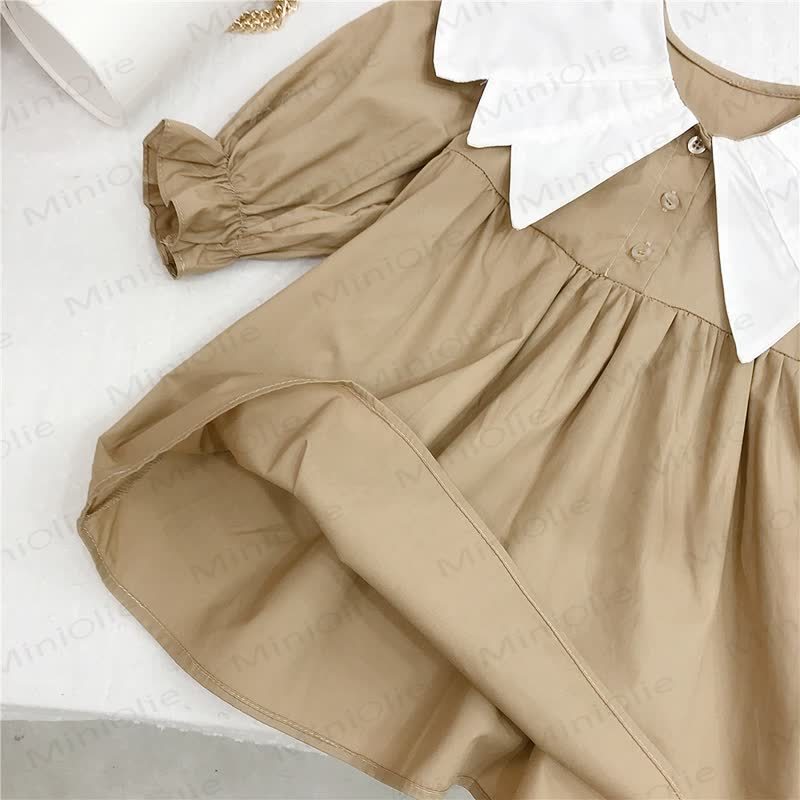 幼児用女の子用ラペル無地Dress - image 7