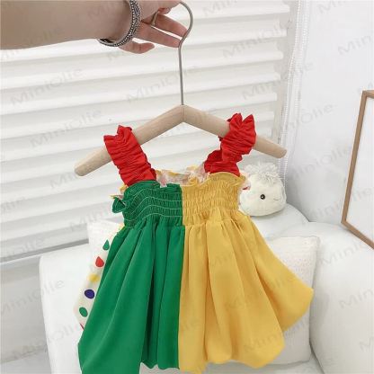 幼児用女の子用マルチカラードット柄ノースリーブDress - image 3