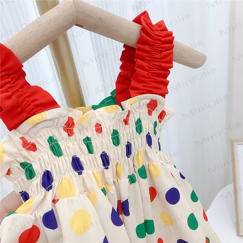 幼児用女の子用マルチカラードット柄ノースリーブDress - image 6