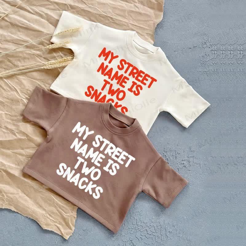 MY STREET NAME IS TWO SNACKSベビーサマーカジュアルTシャツ - image 1