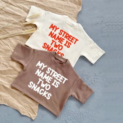 MY STREET NAME IS TWO SNACKSベビーサマーカジュアルTシャツ - image 1