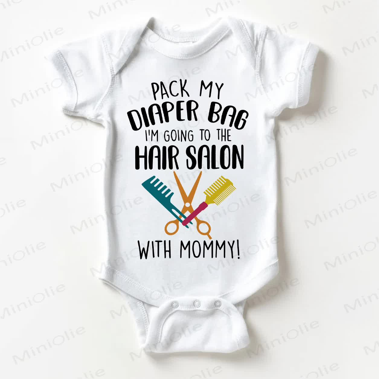 PACK MY DIAPER BAG I'M GOING TO THE SALON WITH MOMMY!ベビーホワイトボディスーツ - 白 - 18～24ヶ月 - image 1