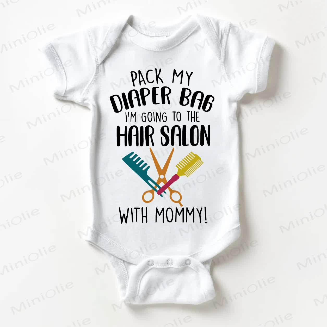 PACK MY DIAPER BAG I'M GOING TO THE SALON WITH MOMMY!ベビーホワイトボディスーツ - 白 - 18～24ヶ月 - image 1