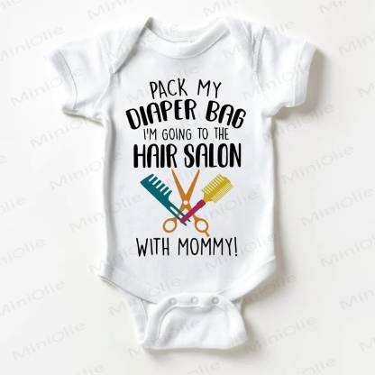 PACK MY DIAPER BAG I'M GOING TO THE SALON WITH MOMMY!ベビーホワイトボディスーツ - 白 - 18～24ヶ月 - image 1