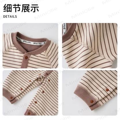 Mベビー ストライプフリース ロンパー - image 3