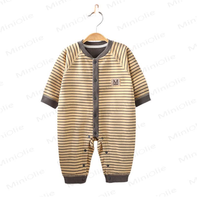 Mベビー ストライプフリース ロンパー - image 4