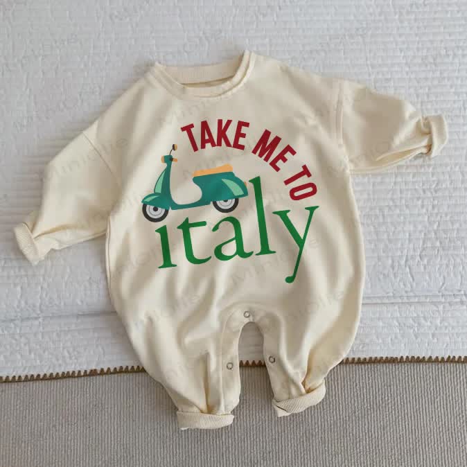 TAKE ME TO ITALYベビー幼児用ベージュロンパー - ベージュ - 2～3歳 - image 1
