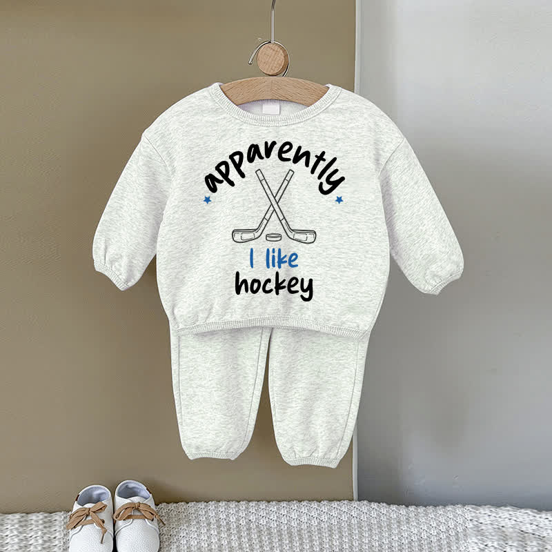 APPARENTLY I LIKE HOCKEYベビーグレー スウェットシャツ 2点セット - グレー - 2～3歳 - image 1