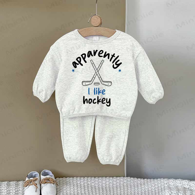 APPARENTLY I LIKE HOCKEYベビーグレー スウェットシャツ 2点セット - グレー - 2～3歳 - image 1