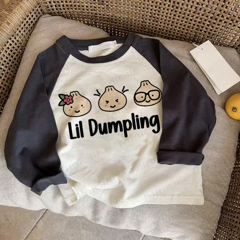 LIL DUMPLINGベビーフラワー ダークグレー ラグランTシャツ - ドラック・グレイ - 2～3歳 - image 1