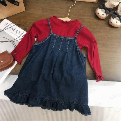 幼児用女の子デニムストロベリーDress - image 2
