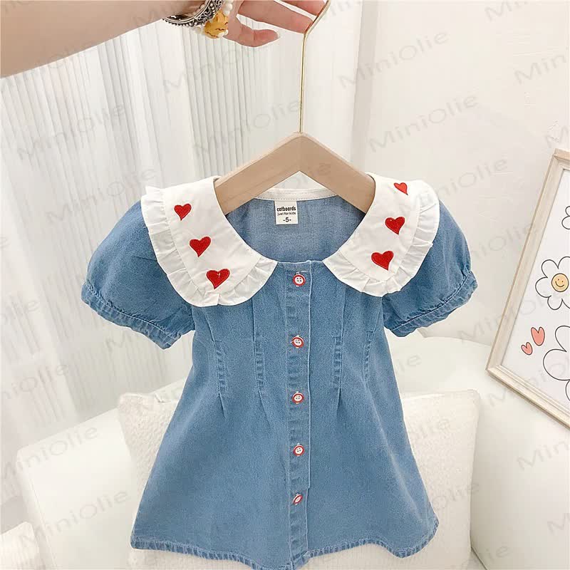 幼児の女の子向けラブデニムDress - 青 - 10歳 - image 1