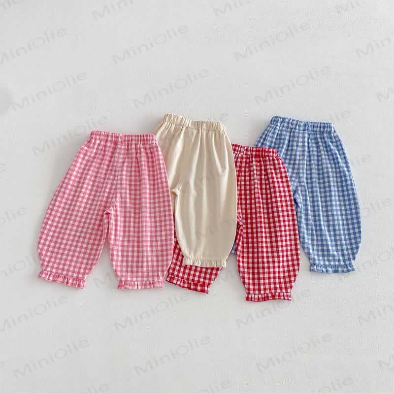 ベビー幼児女の子用チェック柄パンツ - image 3