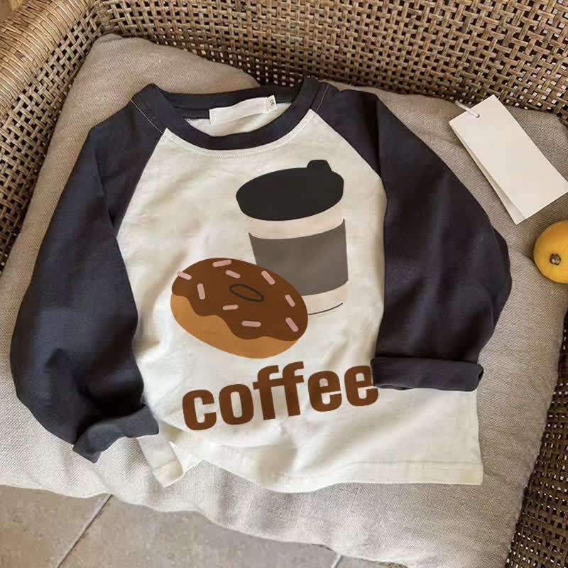 COFFEEベビー ダークグレー ラグランTシャツ - ドラック・グレイ - 2～3歳 - image 1