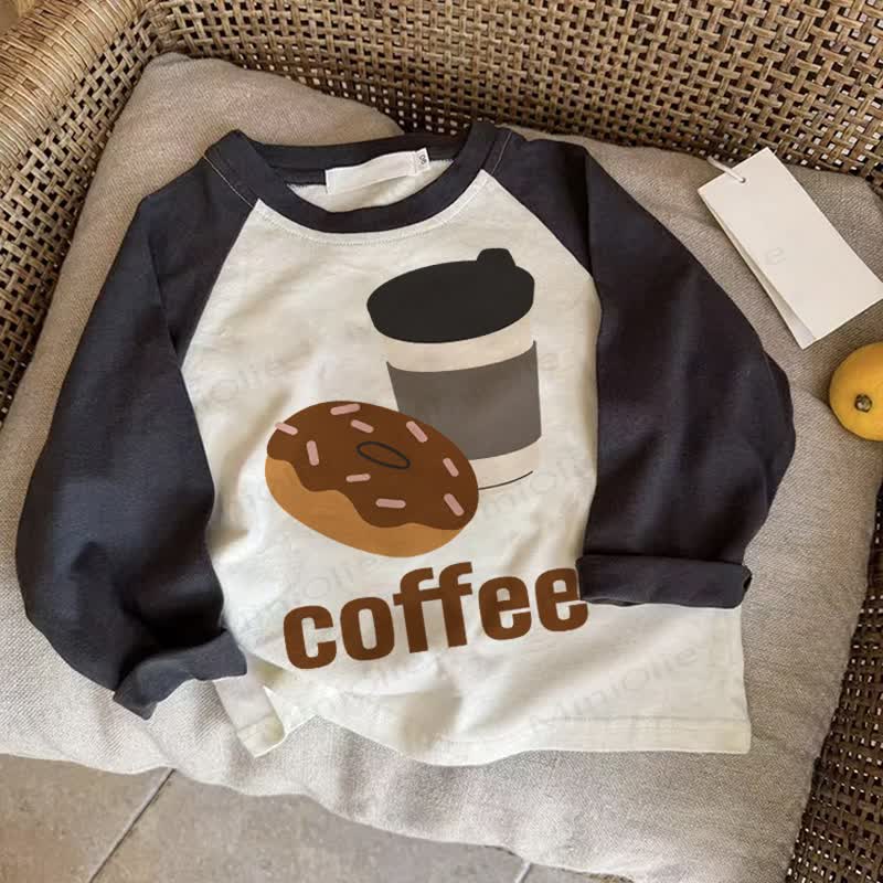 COFFEEベビー ダークグレー ラグランTシャツ - ドラック・グレイ - 2～3歳 - image 1