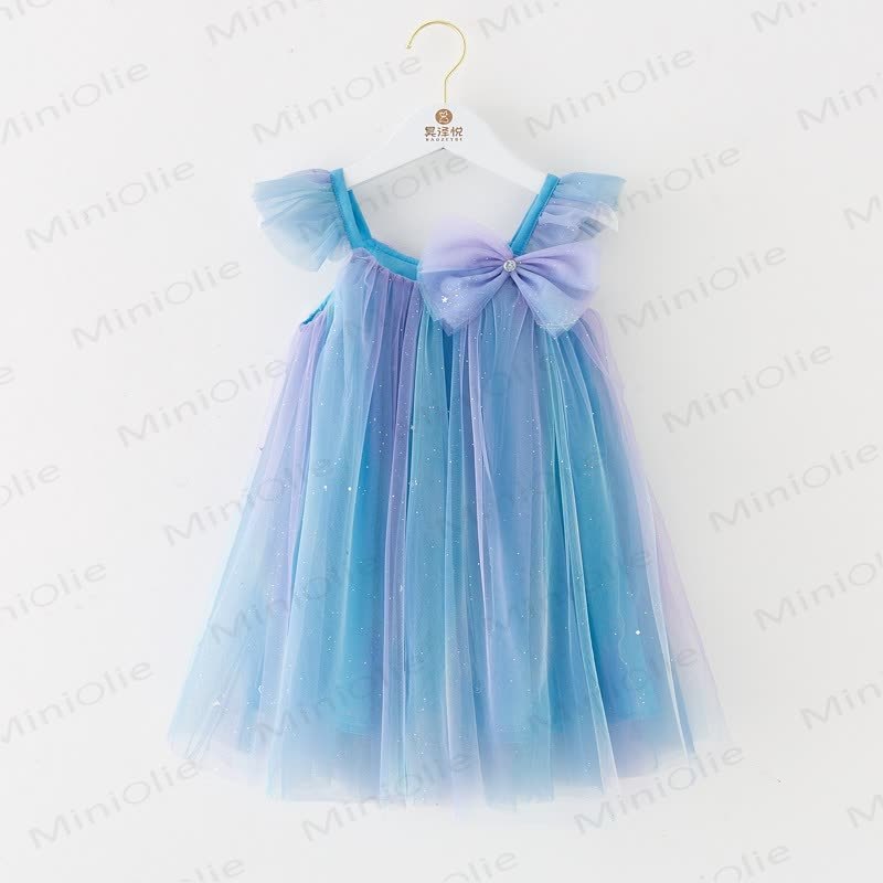 幼児用女の子用スパンコールリボンメッシュDress - 青 - 14歳 - image 4