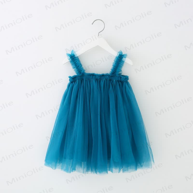ベビー幼児女の子用無地メッシュDress - 青 - 8歳 - image 8