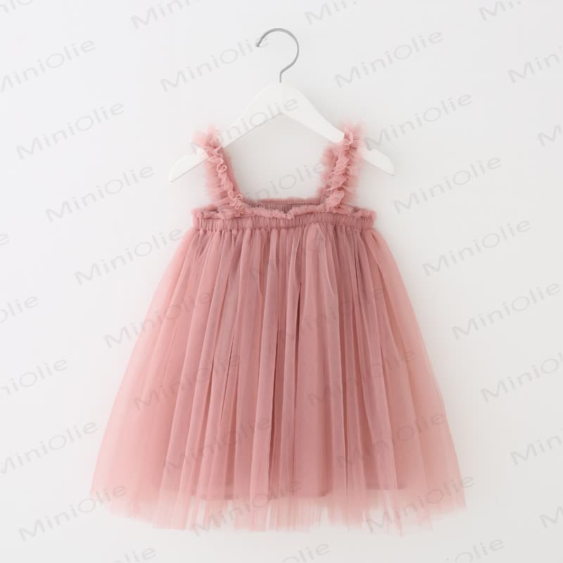 ベビー幼児女の子用無地メッシュDress - ピンク - 8歳 - image 4